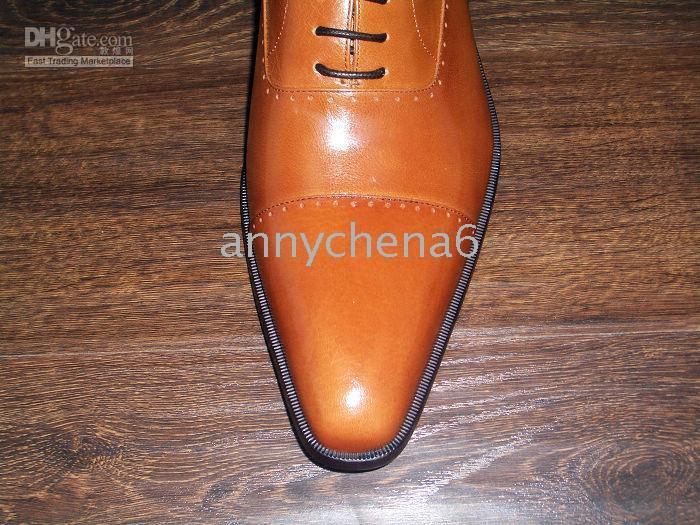 Men Dress shoes Oxfords shoes Men's shoes Genuine calf leather Custom handmade shoes Color brown HD-0122