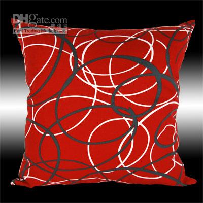 red sofa pillows