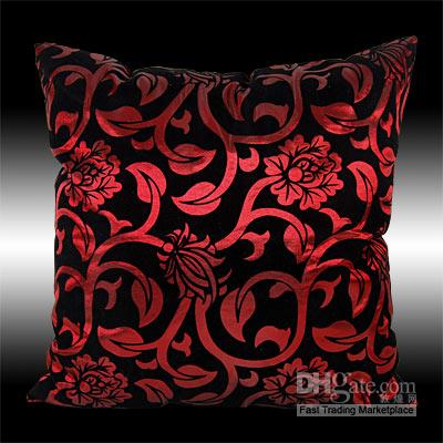 2x Black Burgundy Throw Pillow Cases Cushion Covers 17 Wicker