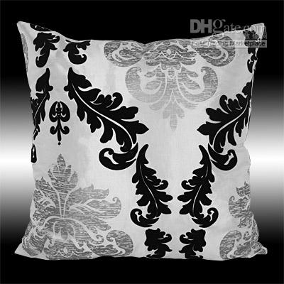 2x White Black Silver Damask Pillow Cushion Covers
