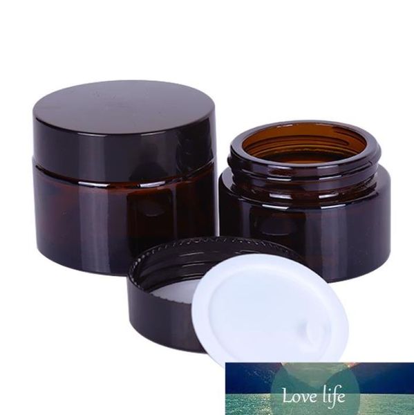 Recipiente de embalaje cosmético de lujo Tapa de rosca 20g Frasco de crema de vidrio ámbar Frasco de muestra cosmética Olla de sombra de ojos Botella de vidrio ámbar