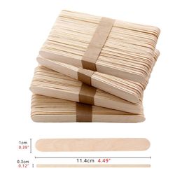 Upors 100pcs / set Popsicle bâtons de popsicle pop natural en bois bâtons popsicle 11,4 cm de longueur en bois de crème glacée