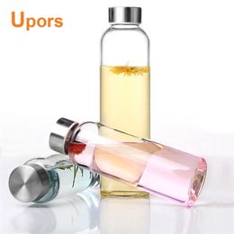 UPORS 360ML 550ML Sport Stijl Glas Waterfles Draagbare Fiets Tour Solid Transparent Office 220329