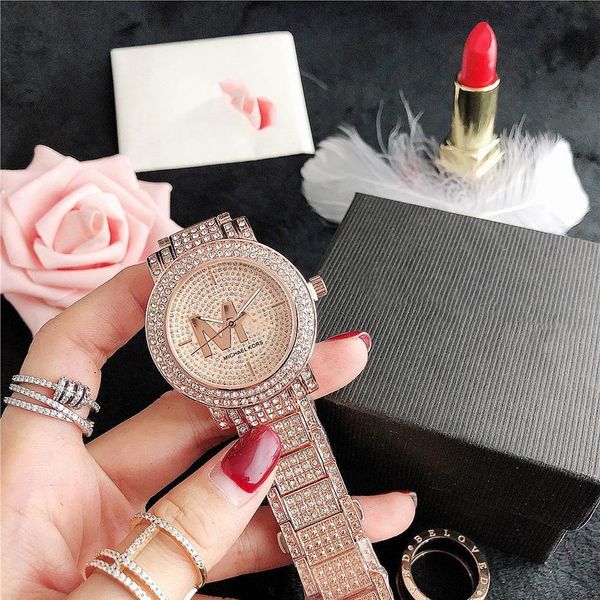 Lettre majuscule montre en or femmes montres 38mm robe de mode datejust diamant 3 couleurs cadran bracelet en acier inoxydable mouvement à quartz 3042