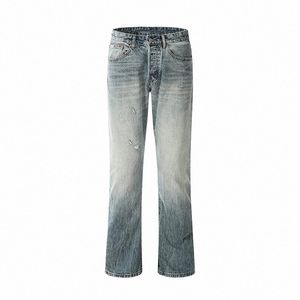 Uprakf Jeans déchirés Streetwear Pantalon de base High Street Automne Poche décontractée Denim Fi Été Bleu E6DQ #