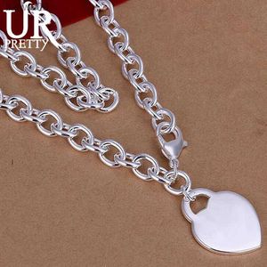 UPRETTY nouveau 925 en argent Sterling solide amour coeur collier 18 pouces chaîne pour femme fête mariage fiançailles bijoux cadeau L230704