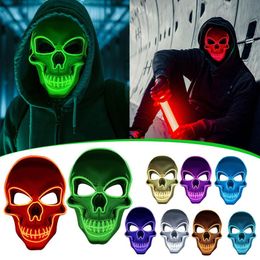 UPS 10 kleuren Halloween Horror Led Mask Skull Vorm koud licht gloeiende maskers Dance Glow in the Dark Festival Cosplay Scary Mask For Women Men Party Masquerade