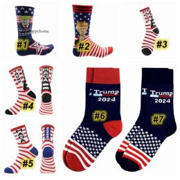 UPS 2024 PARTA PERVIAL Président Maga Trump Letter Stockings Stars Stars US Flag Sport Socks Z 5.18