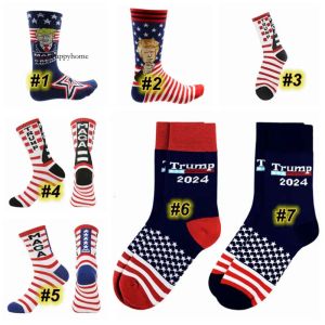 UPS 2024 PARTY GOVE President Maga Trump Letter Kousen gestreepte sterren US Flag Sport Socks Z 5.18