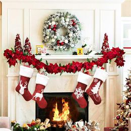 UPS Calza natalizia da 46 cm Calzini appesi Calza rustica personalizzata natalizia Decorazioni natalizie con fiocchi di neve Forniture per feste in famiglia