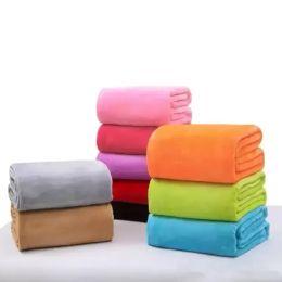 UPS 50*70 Chaud Flanelle Polaire Couvertures Doux Solide Couvertures Solide Couvre-lit En Peluche Hiver D'été Jeter Couverture pour Lit Canapé 7.22