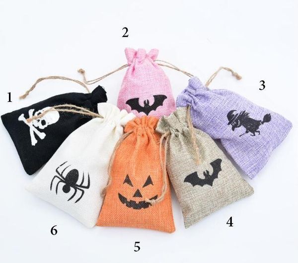 UPS Navidad Halloween Lona regalo envoltura de dulces Bolsas con cordón Bolsa de regalos para niños de Navidad Nuevo Caliente Papá Noel muñeco de nieve bruja decoraciones de calabaza