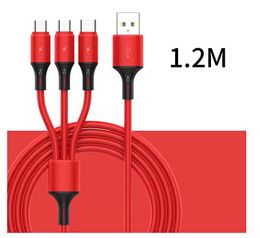UPS DHL FEDEX gratis 100 unids/lote 1,2 M 3 en 1 cables de carga para HuaWei LG Samsung Note20 S20 Micro USB tipo C con bolsa opp