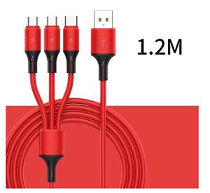 UPS DHL FEDEX Gratis 100 stks / partij 1.2m 3 in 1 oplaadkabels voor Huawei LG Samsung Note20 S20 Micro USB Type C met OPP-tas