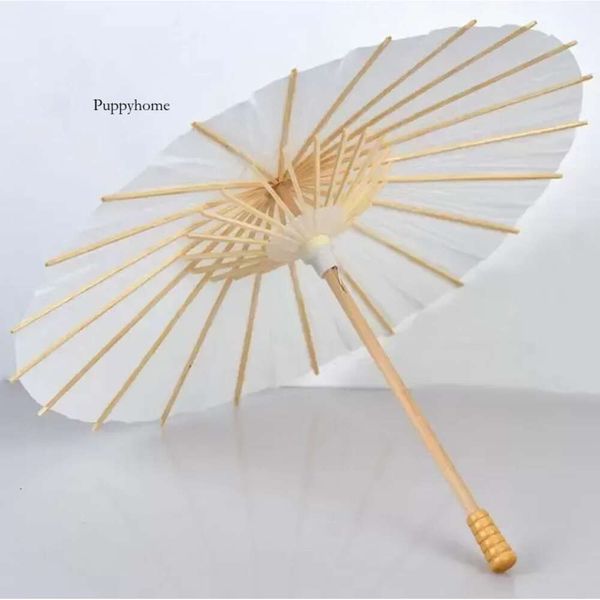 Fans de UPS Parasols Bride Wedding Papel White Librella de madera Manejo de madera Japonés China Craft 60 cm Diámetro paraguas 8.11 0418