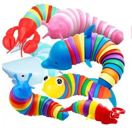 UPS Party Favor Fidget Toys Slug Articulé Flexible 3D Slugs Jouets Drôles Pour Tous Les Âges Soulagement Anti-Anxiété Sensoriel GJ0620