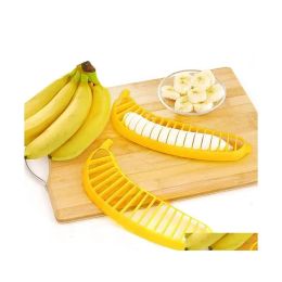 UPS Fruit Veget Fruit Gereedschap Keukengadgets Plastic Bananen Slicer Cutter Saladmaker Kook Cut Cut Chopper Drop levering Huis Tuin Dineren Groothandel