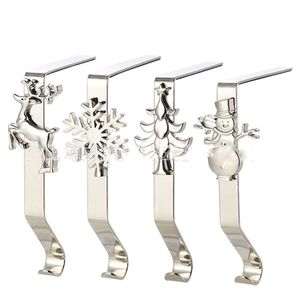 UPS Gold Christmas Decoration Hook Snowflake Santa Elk Christmas Gift open haard sok metalen hangers