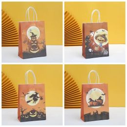 UPS Halloween Snoep Zakken Kids Trick or Treat Pompoen Heks Cadeaupapier Zakjes Winkelen Kraft Papieren Zak Handvatten Snack Verpakking 8.3