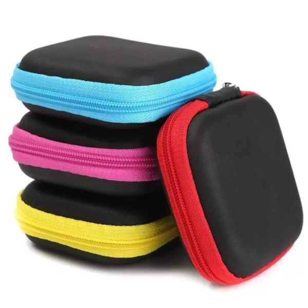 UPS Casque Cas PU En Cuir Écouteurs Pochette Mini Zipper Boîte D'écouteur De Protection USB Câble Organisateur Fidget Spinner Sacs De Stockage 5 Couleur