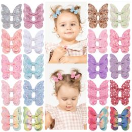 UPS Party Favor Dégradé de couleur Sparkling Bows Hairclip Girl Barrettes Hair Clips Bowknot Hairpin Boutique edge clips Kids Hairs Accessories 8.3