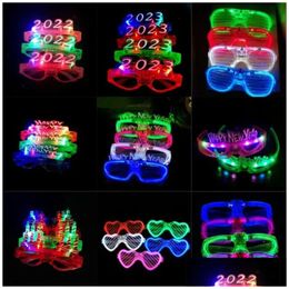 Ups Party Gafas LED que brillan en la oscuridad Halloween Navidad Boda Carnaval Accesorios de cumpleaños Accesorio Neón Intermitente Juguetes Drop Deliver Dhssy