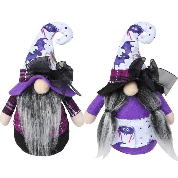 UPS violet Plaid gnomes ornements jouets fête sans visage fantôme araignée en peluche poupée Halloween Festival fournitures pour garçon filles