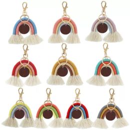 UPS Rainbow Tassel Key Chain Party Gunst Key Ring For Ladies Handmade Keychains Boyfriend Gift Girl Cute Keychain Bag Charm