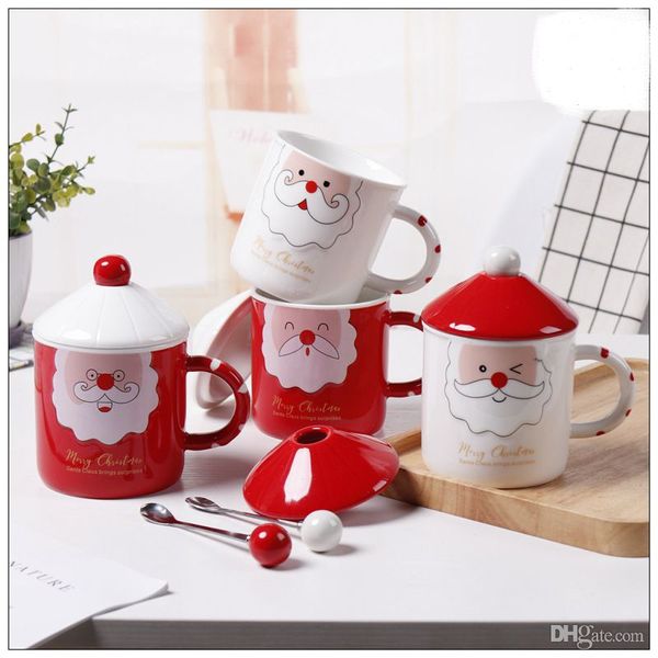 UPS Santa tasse en céramique créative noël avec cuillère tasse eau dessin animé café rouge et blanc tasses