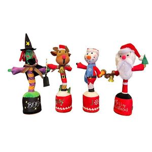 UPS gevulde pluche dieren schattige cartoon kerstfeest zal wiebelen licht opname zingende speelgoed speelgoed