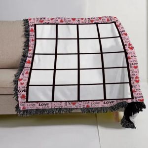 Ups sublimatie blanco deken met kwast 20 penels dekens warmteoverdracht afdrukken sjaal wrap sofa slaapworp dekens 125x150 cm