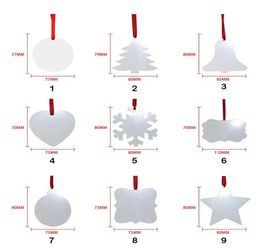 UPS sublimation Blank Christmas Ornement Doubledisated Tree Tree Pendante Multi Shape Aluminium Plaque en métal Hanging Tag Holidays Deco4821361