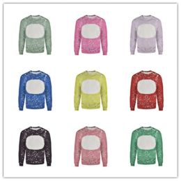 UPS sublimatie blanco ronde hals lente herfst T-shirt met lange mouwen Unisex Bleach Pullover Sweatshirts Familie bijpassende outfits 1121 JJ 9.14