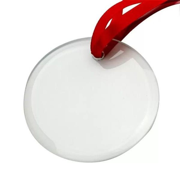 UPS Sublimation Blancs Pendentif En Verre Ornements De Noël 3.5 pouces Simple Côté Ornement De Transfert Thermique Festival Decore Personnalisé