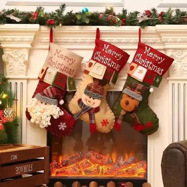 UPS Sorpresa Lianlian Calcetines de Navidad Unisex Lujo Poliéster Árbol de Navidad Bolsa de dulces Anciano Chimenea Caja de regalo