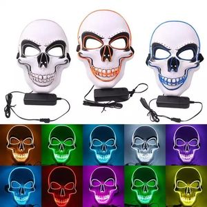 UPS Venta al por mayor Máscara de terror de Halloween Máscara LED que brilla intensamente Fiesta de disfraces Máscaras iluminadas Máscaras que brillan en la oscuridad Máscaras faciales