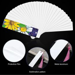 UPS Wholesale Wholesale Sublimation Blank Blanks Double Côtés imprimables Aluminium Métal Bookmarks DIY avec trou et glands Z 5.3