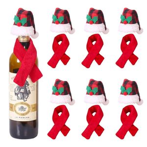 UPS Wine Bottle Scarf Hat Set Kerst Creative Ornament Scarf Hats Tweedelig pak Hotel Restaurant Layout Kerstversieringen