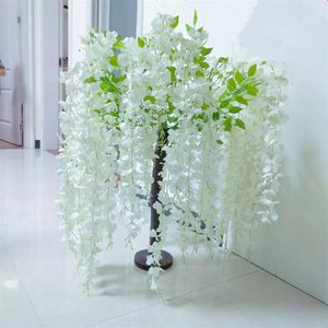 Upscale Kunstbloemen Kersenbloesem Boom Wisteria Plant Oppotten Voor Kerst Bruiloft Stage Site Layout Home Decoration2973