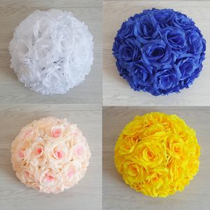 Boule de roses artificielles en soie, haut de gamme, boules de baiser suspendues, 30cm, 12 pouces de diamètre, fournitures de décoration pour fête de mariage