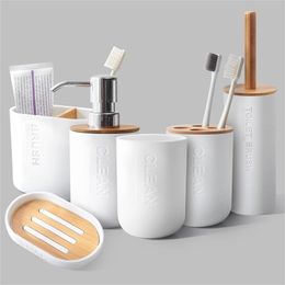 Luxe badkamer set toilet borstel tandenborstelhouder cup zeep emulsie dispenser containeraccessoires 211222