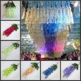 Luxe elegante kunstmatige zijden bloem Wisteria vine rotan voor bruiloft centerpieces decoraties boeket garland thuis ornament