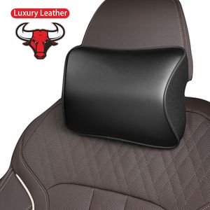 Upscale NAPPA Leather Car Neck Pillow Set Memory Foam Auto Rear Seat Back Headrest Lumbar Supports Travel Cushion For Toyota Porsche Benz