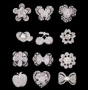 Broches de fleurs en perles coréennes, haut de gamme, petites, strass en cristal, cœur, papillon, fête, bal, mélange de 10 pièces