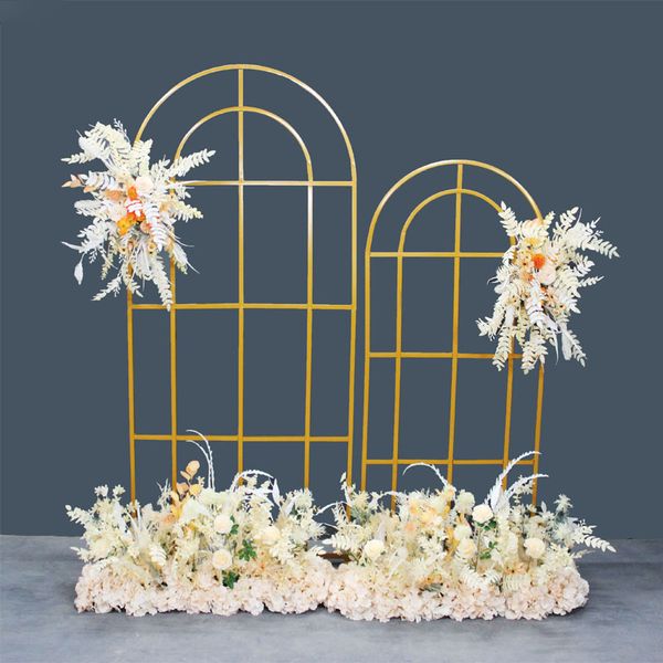 Haut de gamme blanc or noir fête décoration arc écran support de fleurs fond de mariage cadre de ballon pour la mise en page du site de l'événement