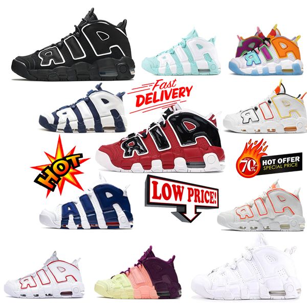 Upteems Chaussures de basket-ball Hommes Femmes 96 Airs Total Max Scottie Pippen Blanc Varsity Vert Vert Grassland Bulls Université Bleu UNC Baskets Baskets sport 36-45