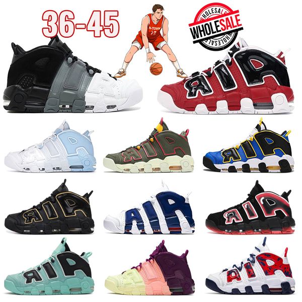 Uptempos 96 Air Hommes Femmes Total Max Scottie Pippen Blanc Varsity Vert Vert Grassland Bulls Université Bleu UNC Baskets Baskets Sports 36-45