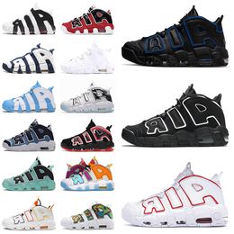 Uptempos Arrivée 2022 Scottie Pippen Basketball Chaussures Hommes Femmes plus ptempo Peace Love Black Denim Blue Bulls Hoops Pack Blanc Varsity Red Sports de plein air baskets