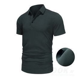 To-tailles EUR Brand Topquality Mens Golf Shirt Lopup Hollow ShortSleeved Polo Silk Tshirt Brepwant Male Summer 240420