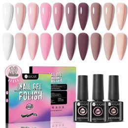 Ur sucre 10pcs Gel de couleur Color Set Set Glitter Sequin Polish Kit semi-permanent trempage Off UV LED Vernis Manucure 240416